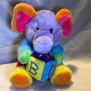 Aurora Baby ABC Musical Color Block Rainbow Elephant Plush Stuffed Animal